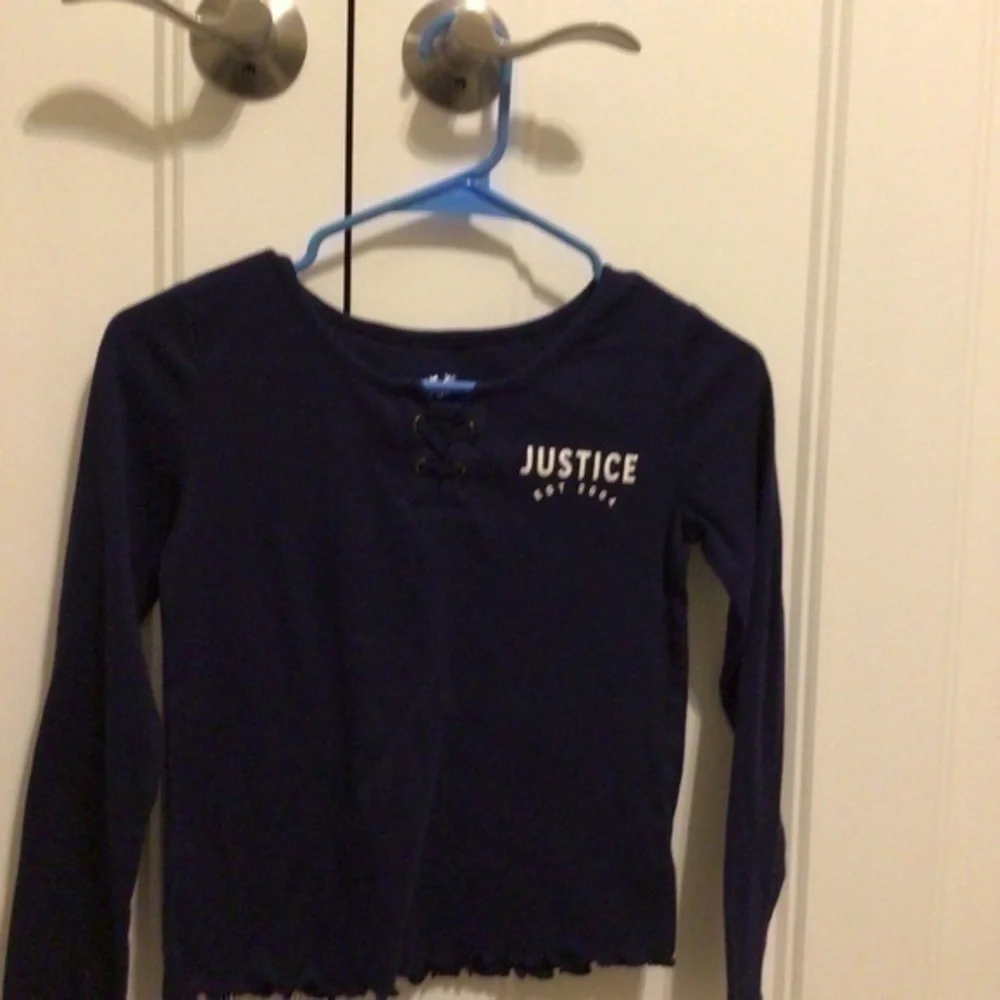 Justice Girls size 12 navy  top tie detail at neck